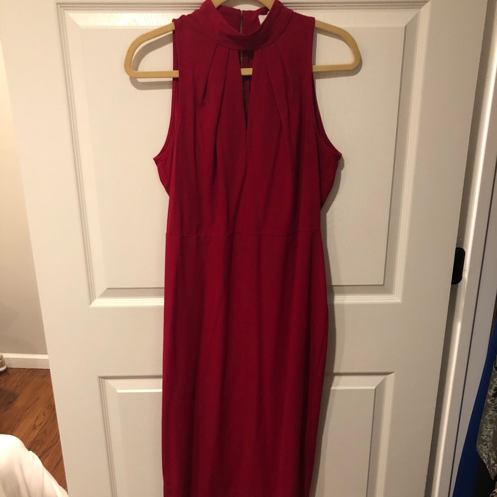 Red midi dress.